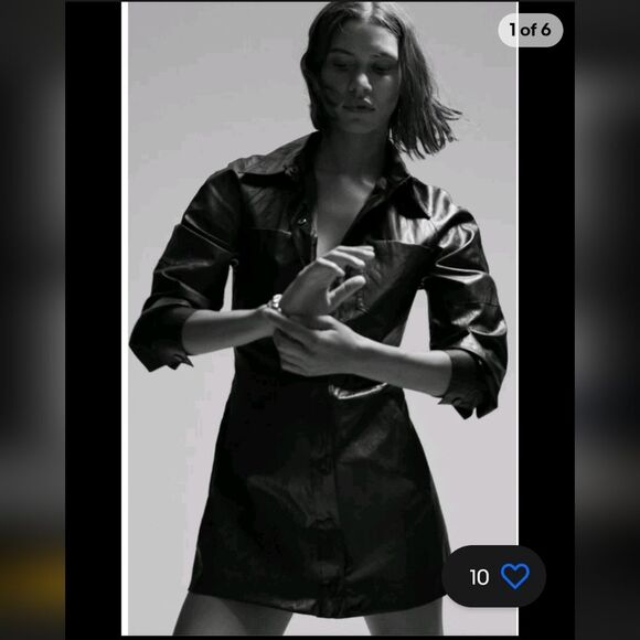 Zara Bloggers Favorite Faux Leather Long Sleeve Mini Dress Sz S Black NWOT - Picture 13 of 15